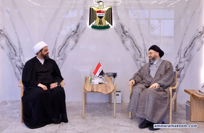 السيد الحكيم والخزعلي يؤكدان الإسراع بتشكيل حكومة قوية وكفوءة ودعم وقف دائم للحرب في المنطقة