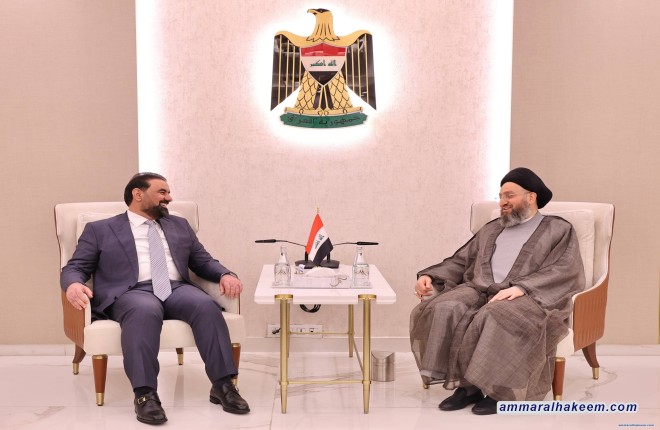 السيد الحكيم يستقبل الحلبوسي ويؤكد على دعم رئيس الوزراء المكلف وتسريع تشكيل الحكومة وتعزيز التكامل بين السلطات