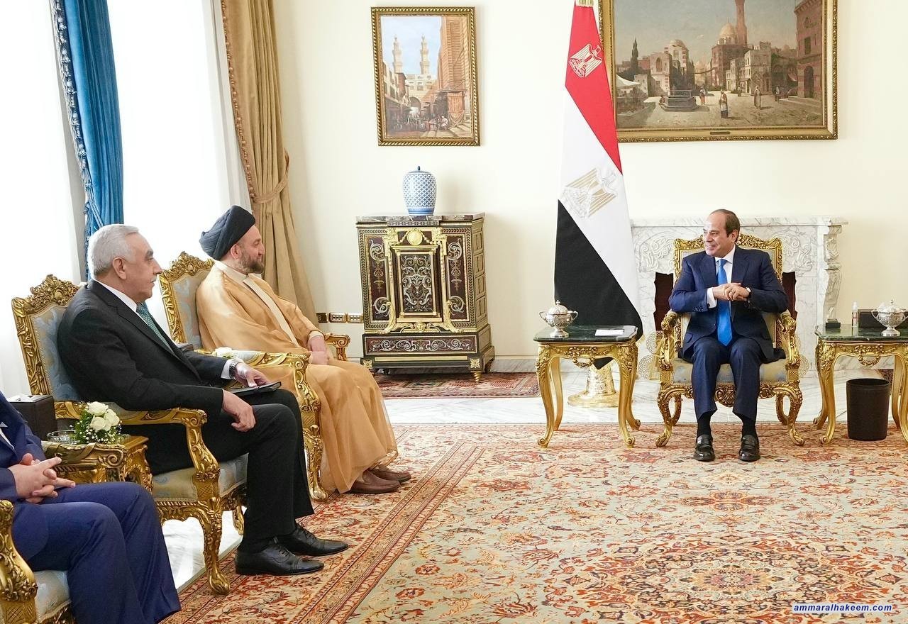Sayyid Al-Hakeem meets H.E. President Abel Fattah El-Sisi upon arrival in Egypt