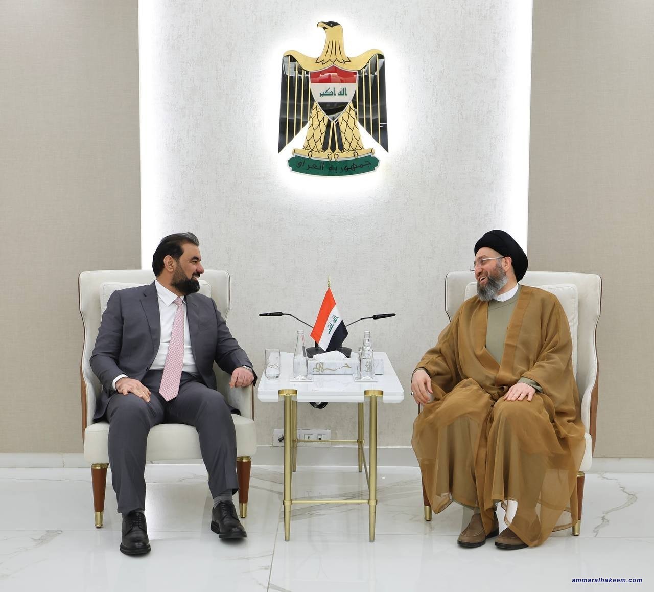 سەماحەتی حەكیم چاوی بە سەرۆكی فڕاكسیۆنی پێشكەوتن لە ئەنجومەنی پارێزگای بەغدا كەوت