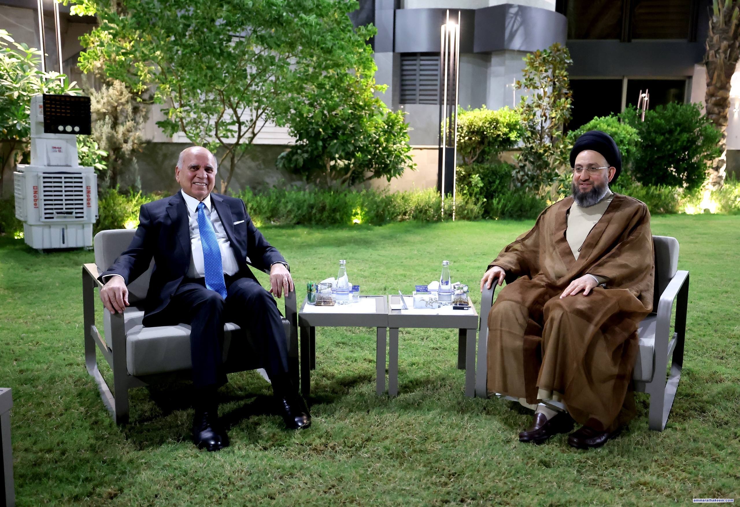 Sayyid Al-Hakeem Receives Foreign Minister Fuad Hussein, Describes Elections as Opportunity for Sustainable Stability, Highlights Diplomacy’s Role in Reflecting Iraq’s Positive Image