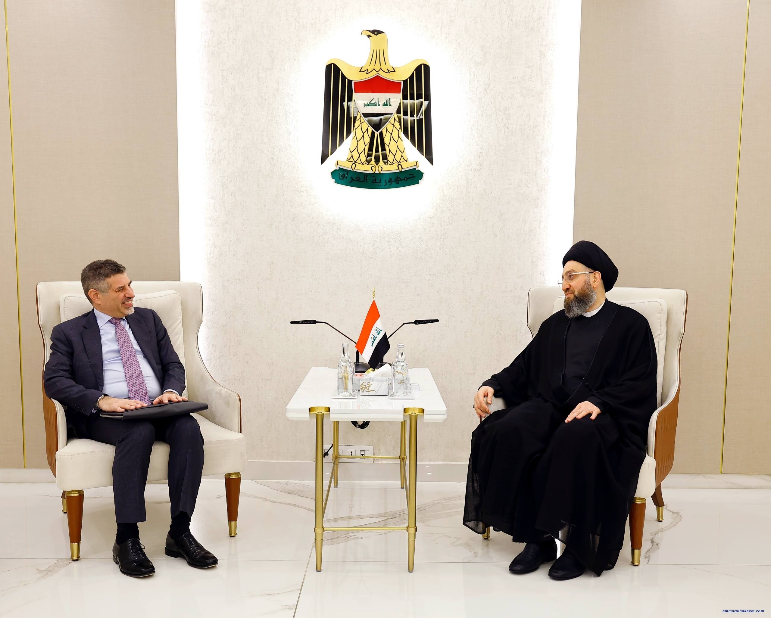 Sayyid Al-Hakeem Receives U.S. Embassy Chargé d’Affaires, Affirms Democratic Path, Dialogue Importance