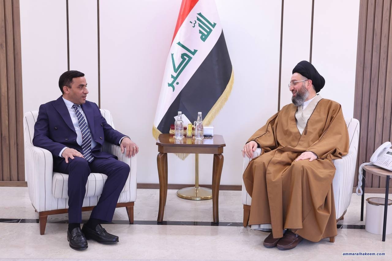 السيد الحكيم خلال لقائه بوفد منظمة نهضة العراق: التأكيد على أهمية الأمن السيبراني والذكاء الاصطناعي وتمكين الشباب