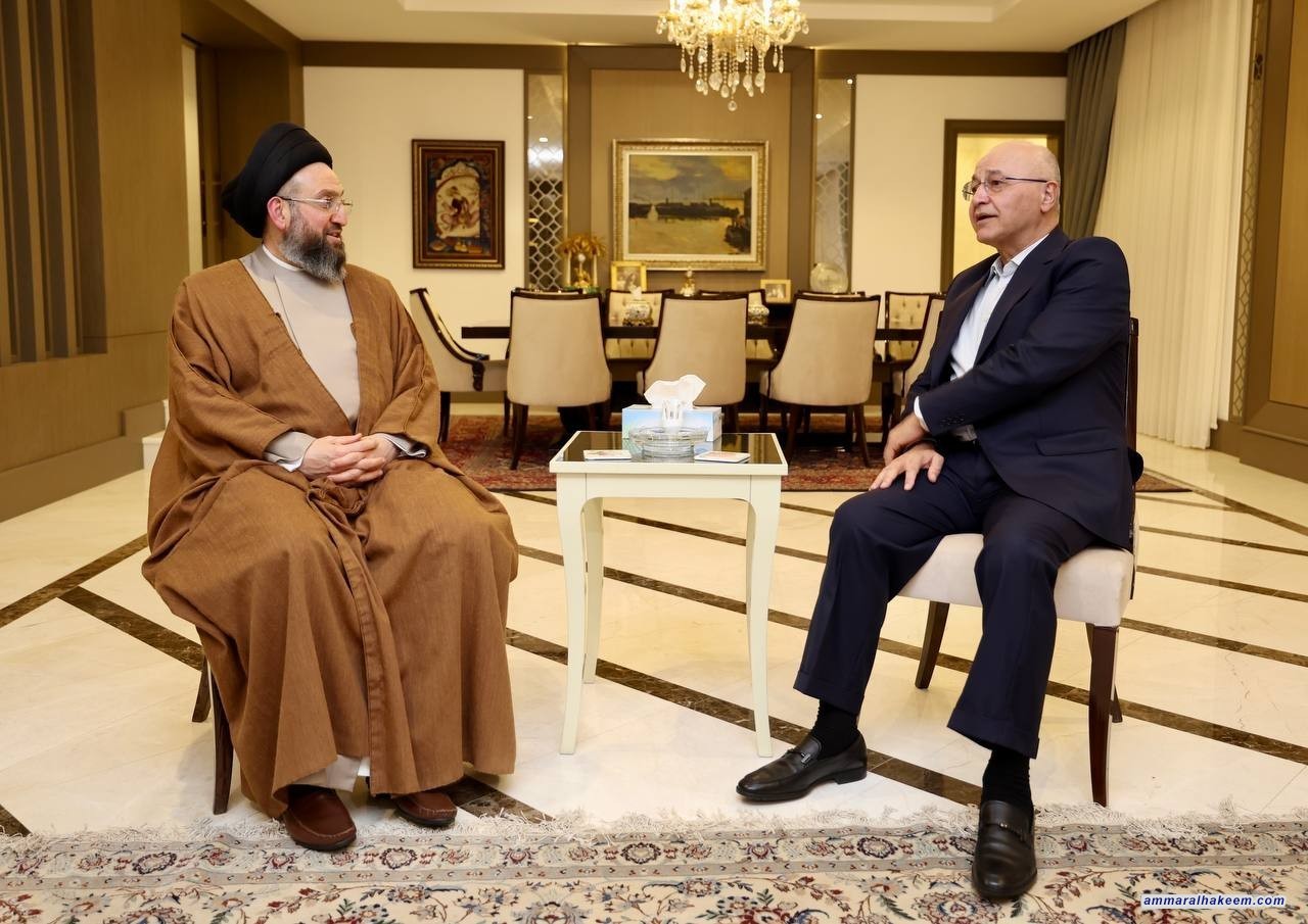 السيد الحكيم يلتقي رئيس الجمهورية السابق الدكتور برهم صالح في السليمانية ويؤكد على ضرورة تعزيز الاستقرار في العراق