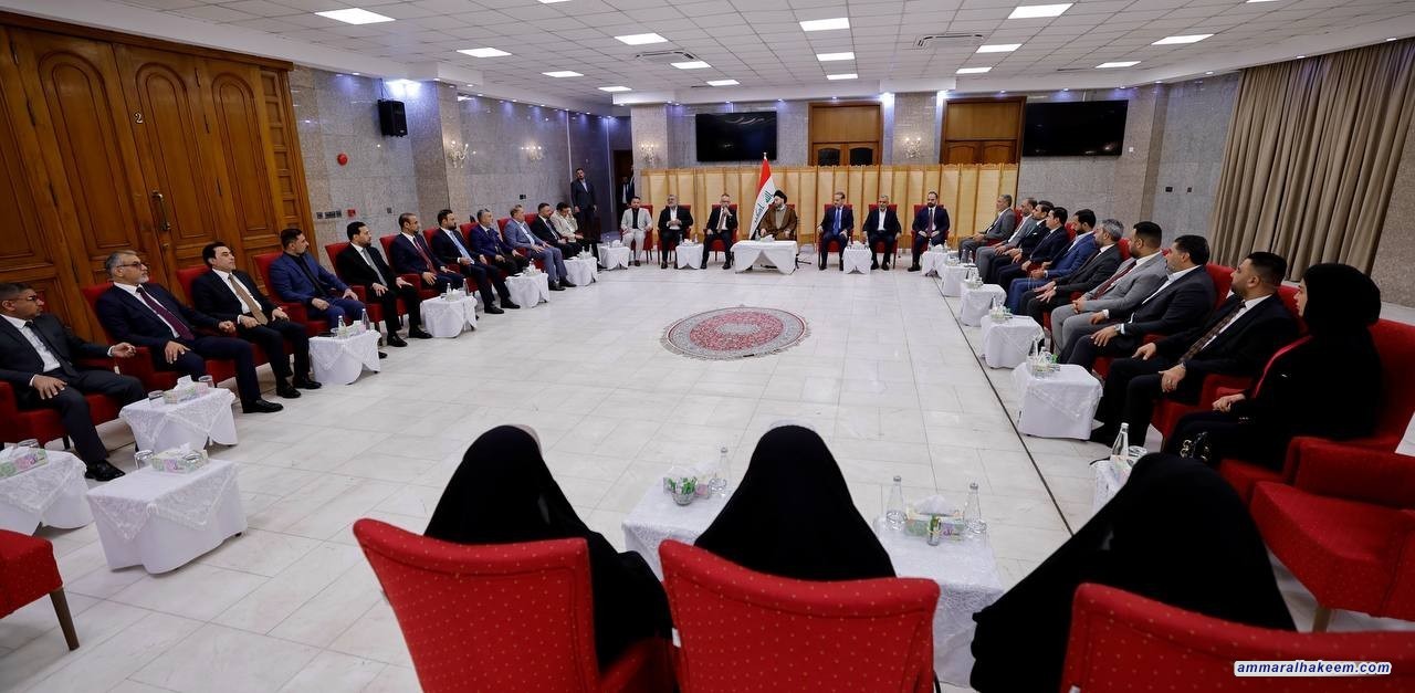 السيد الحكيم يدعو إلى تنسيق مواقف كتل الإطار التنسيقي وحسم الاستحقاقات الدستورية ومعالجة التحديات الاقتصادية في العراق خلال لقائه كتلة صادقون