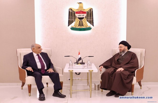 السيد الحكيم يجدد الدعوة للحوار ووقف الحرب على إيران خلال استقباله المطلك