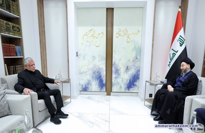 السيد الحكيم يستقبل العامري ويشدد على تشكيل الحكومة ووقف الحرب على إيران
