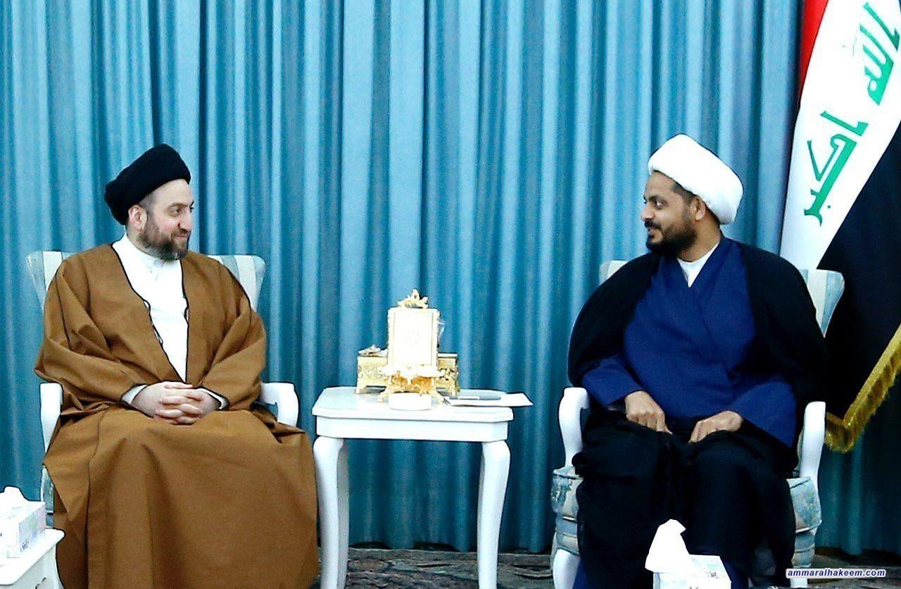 السيد عمار الحكيم يلتقي الشيخ قيس الخزعلي ويبحث معه ملف استكمال الكابينة الحكومية