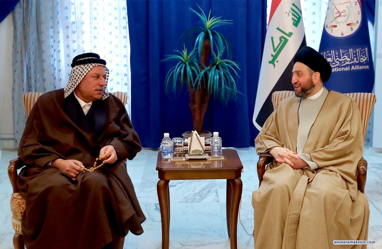 السيد عمار الحكيم يستقبل مثنى حاتم الحسن امير عشائر بني حسن وعدد من شيوخ ووجهاء الامارة